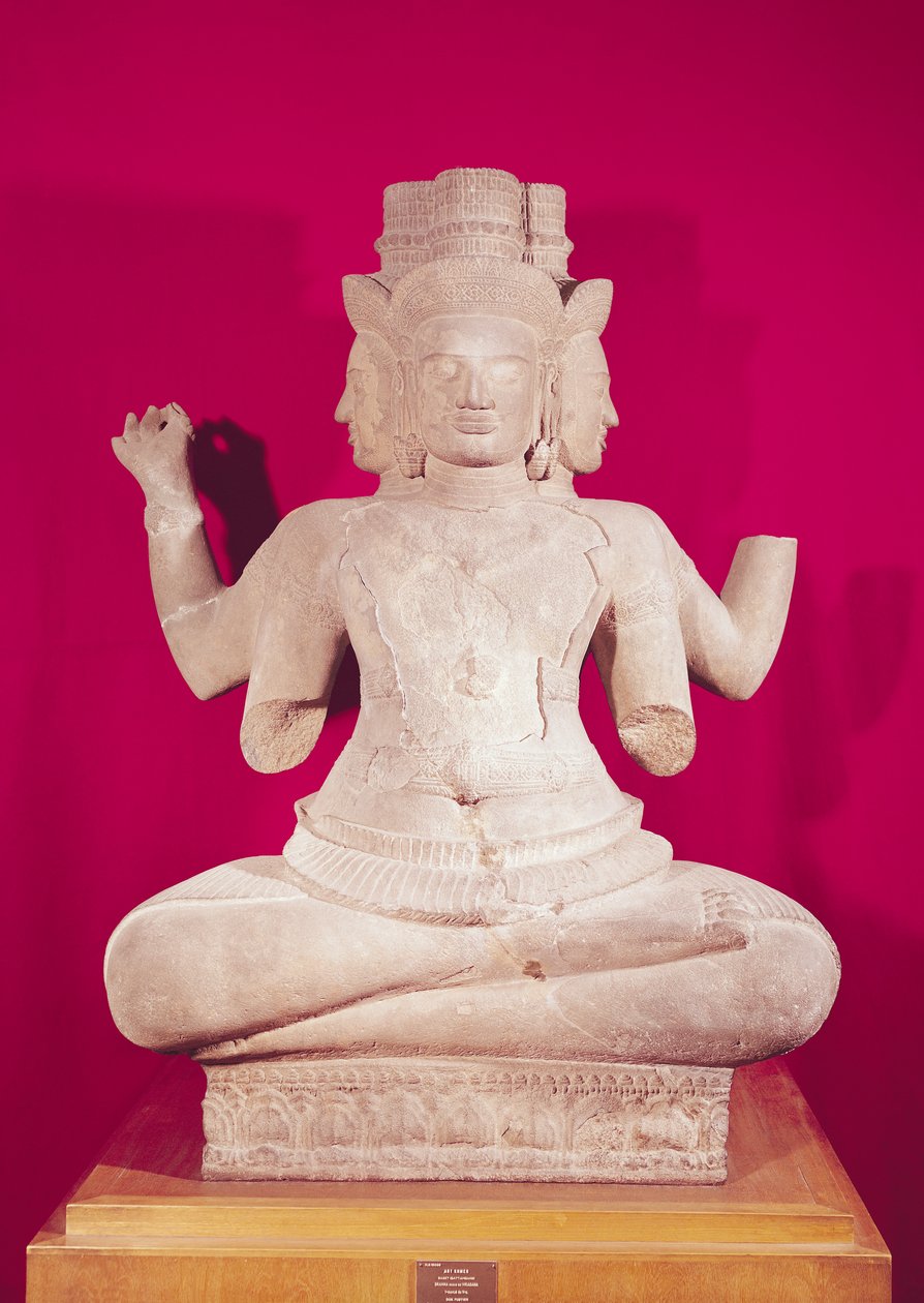 Sculpture de Brahma à quatre visages, de Batambang, Cambodge, style Koh Ker, milieu du 10e siècle - Cambodian School
