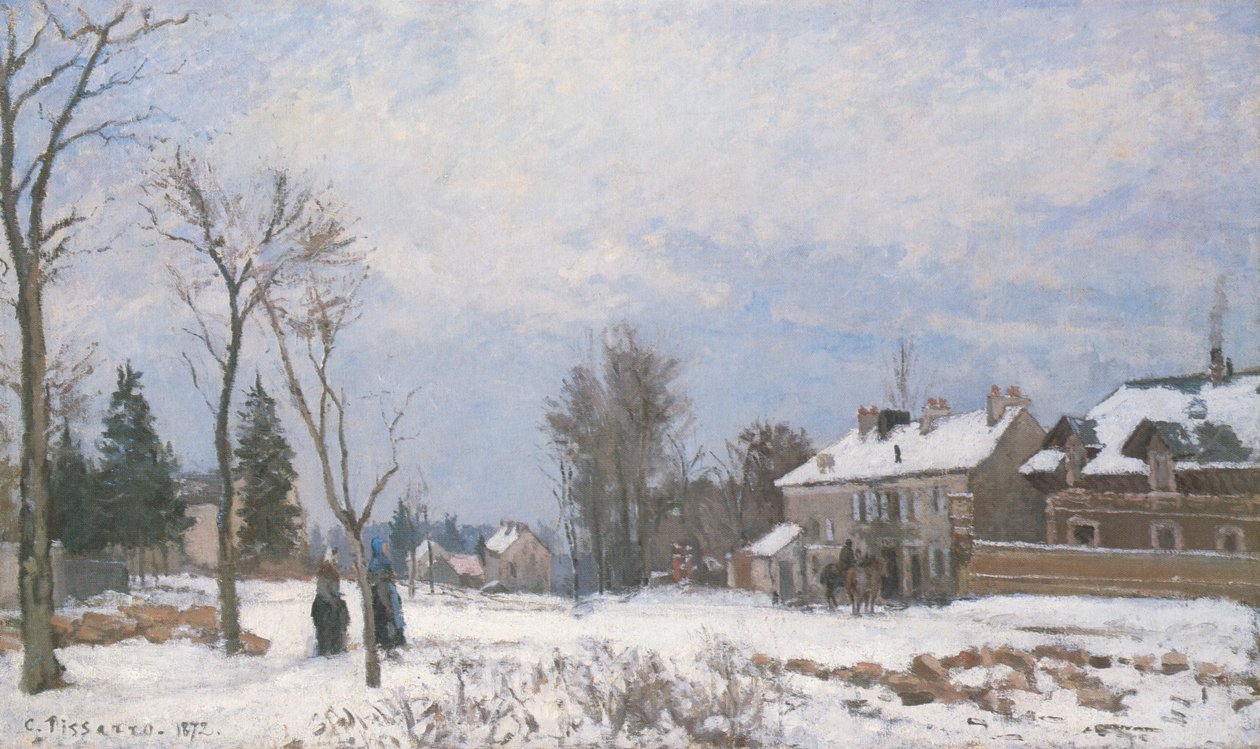 La Route de Versailles à Saint-Germain, Louveciennes, effet de neige - Camille Jacob Pissarro
