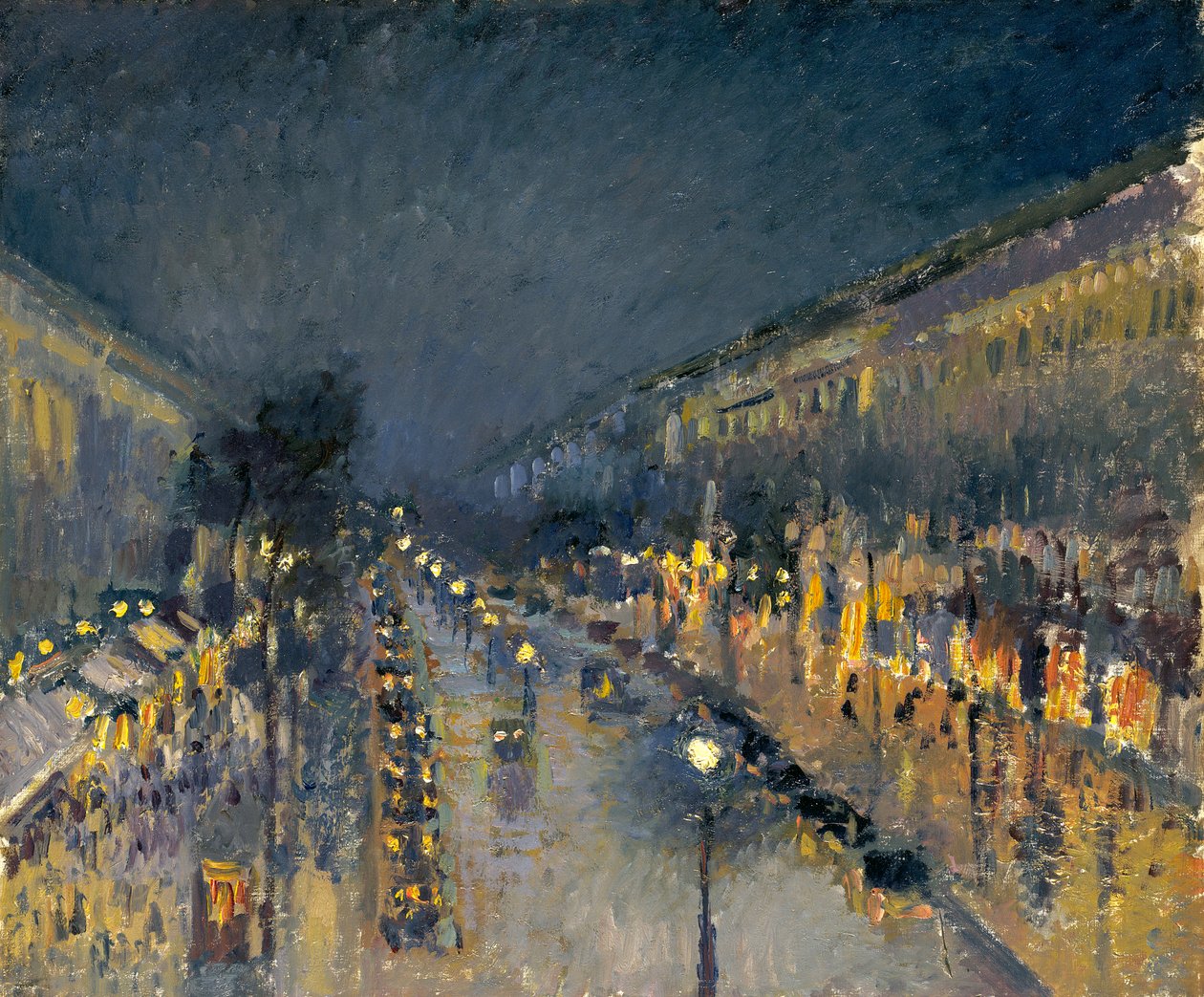 Le Boulevard Montmartre la nuit, 1897 - Camille Jacob Pissarro