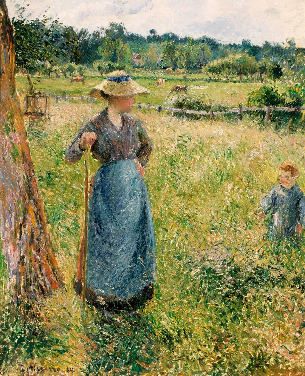 Français :  La Faneuse
Espagnol :  La forrajera - Camille Pissarro