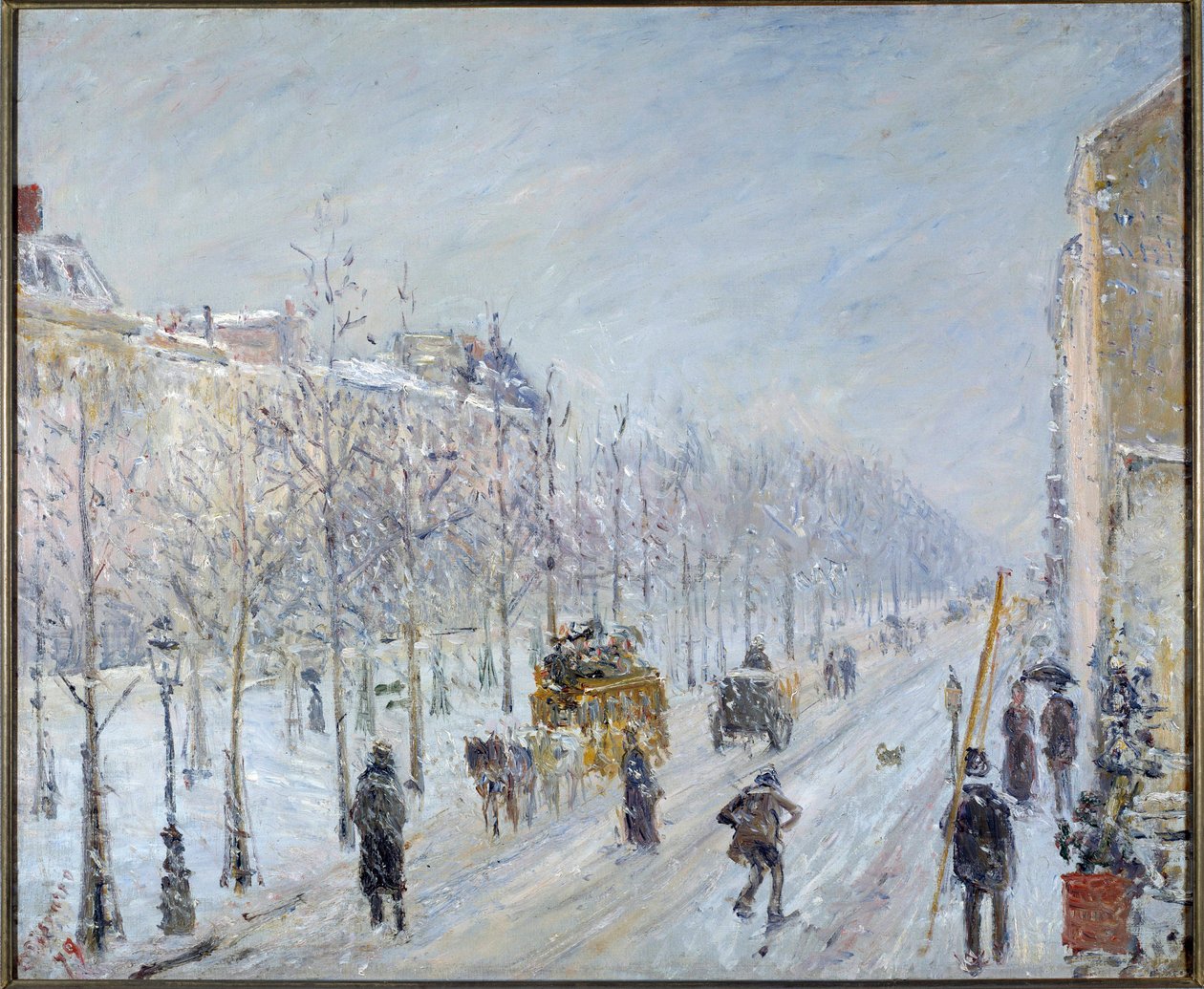 Boulevard parisien avec neige - Camille Pissarro
