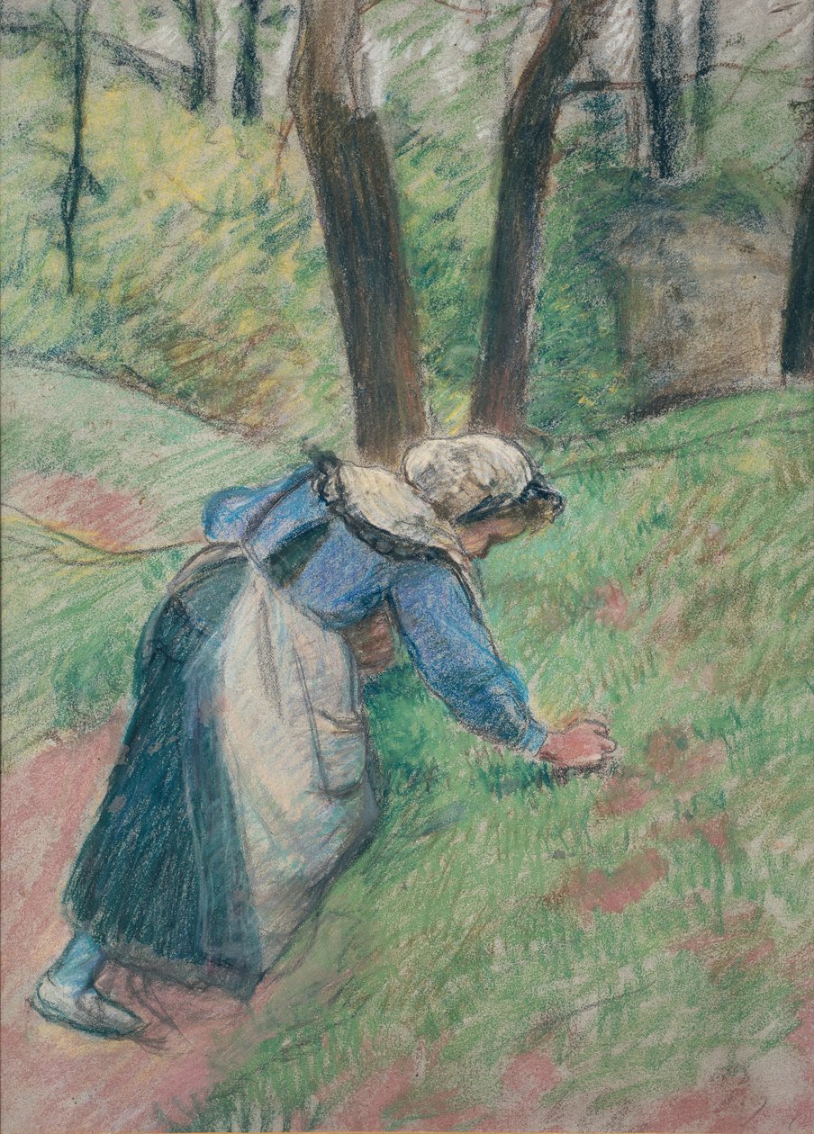 Paysanne désherbant l
