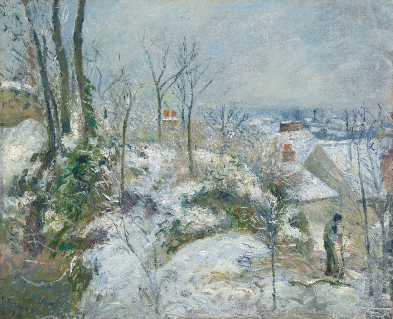 Lapin Warren à Pontoise, neige - Camille Pissarro