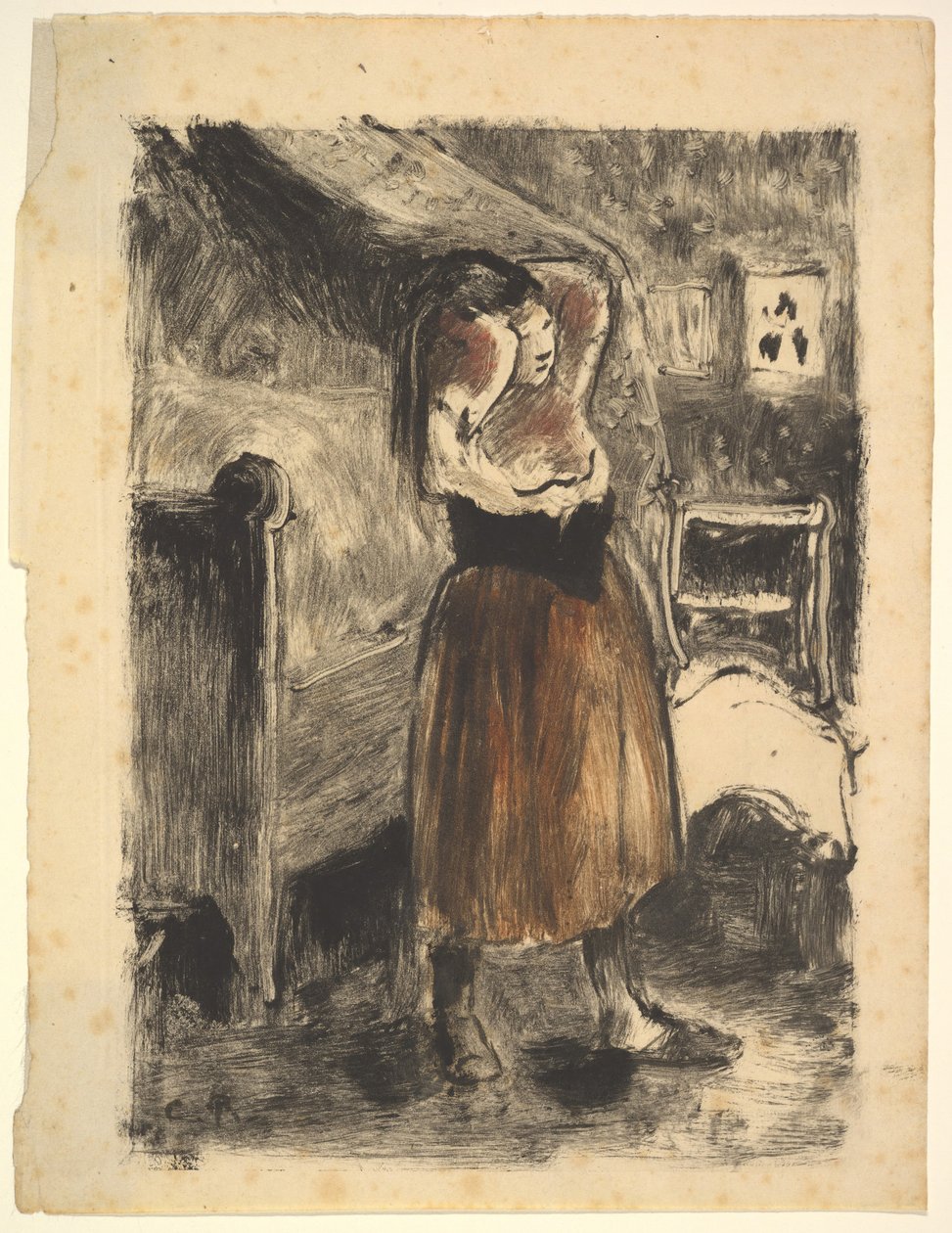 Femme arrangeant ses cheveux, 1894 - Camille Jacob Pissarro