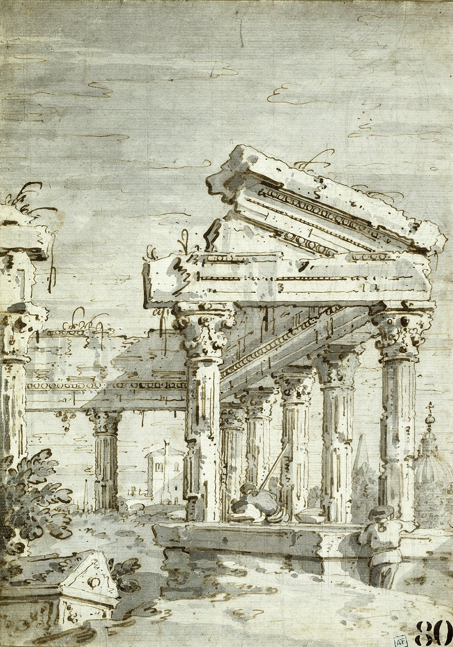 Caprice : Un temple classique en ruines - Canaletto