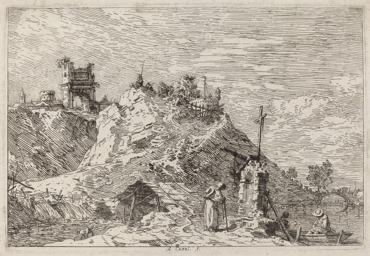 Paysage avec le pèlerin en prière, vers 1735-1746 - Canaletto
