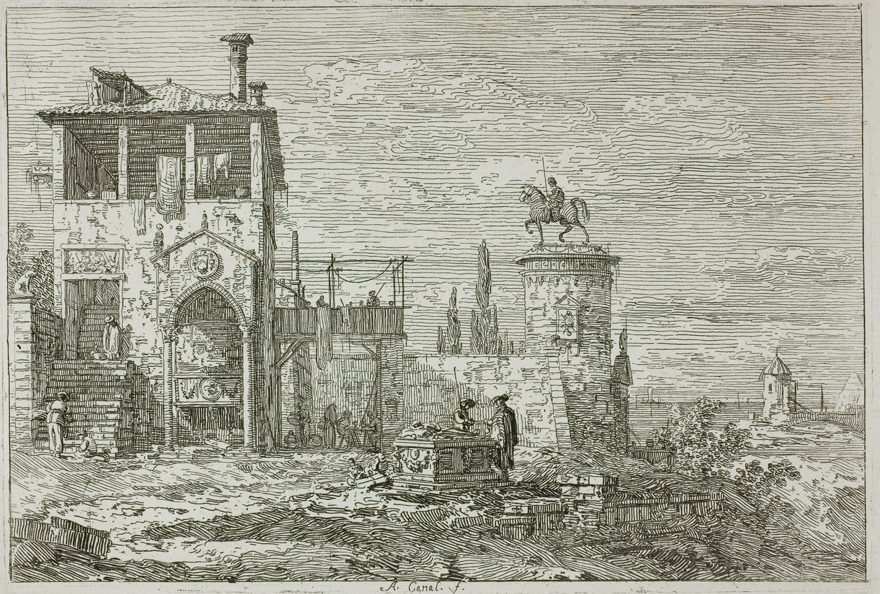 Le monument équestre, des Vedute - Canaletto