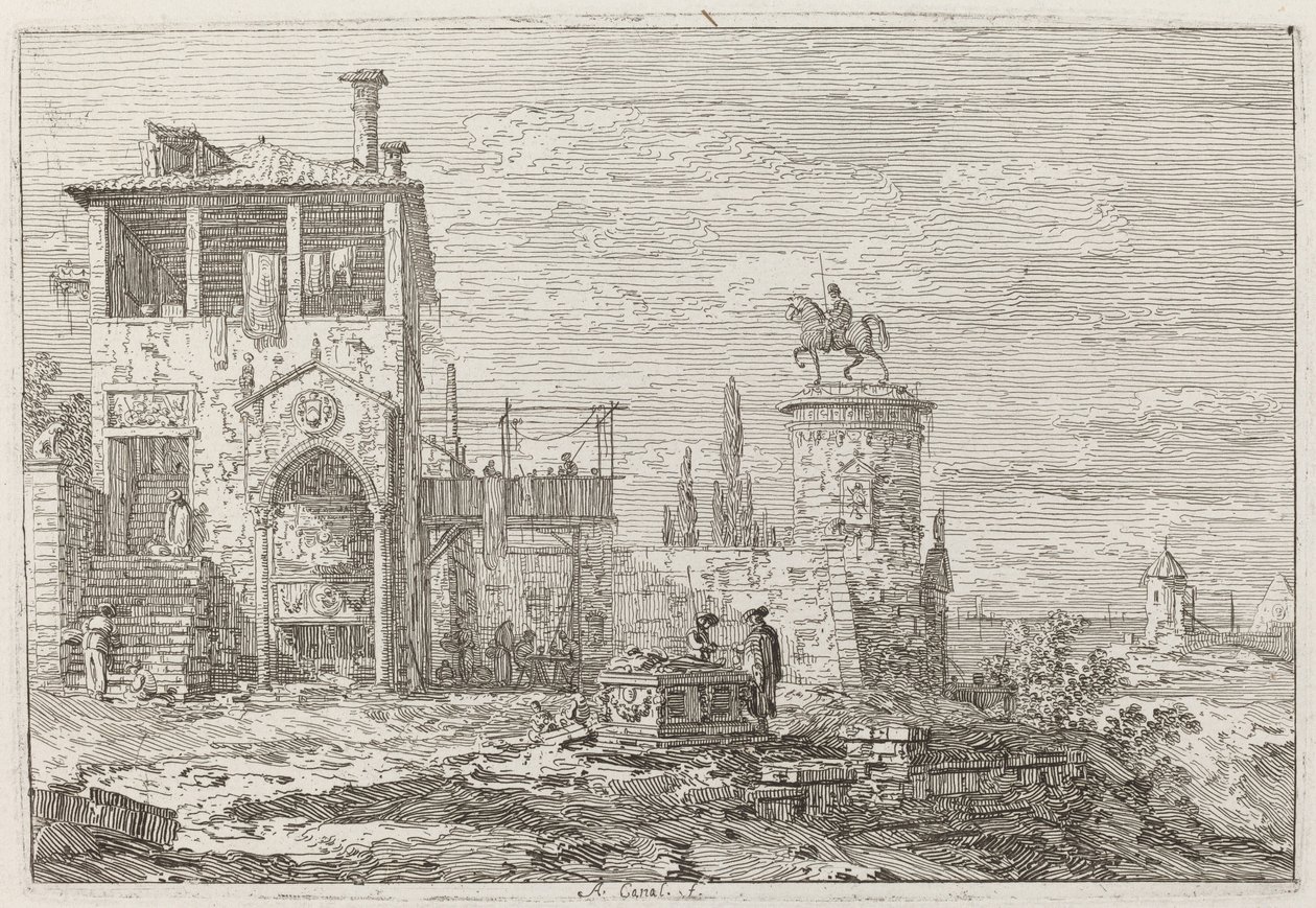 Le Monument équestre [en haut à droite] - Canaletto