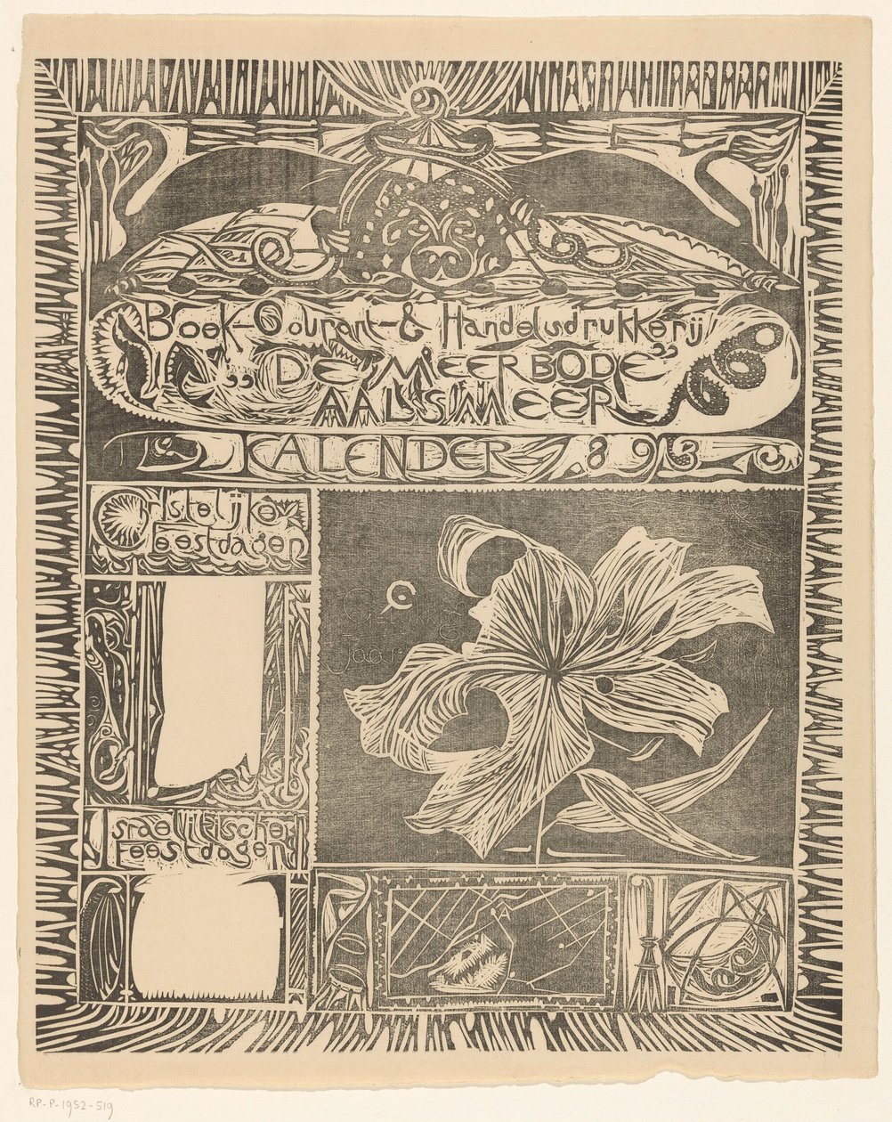 Page de calendrier 1893 - Carel Adolph Lion Cachet