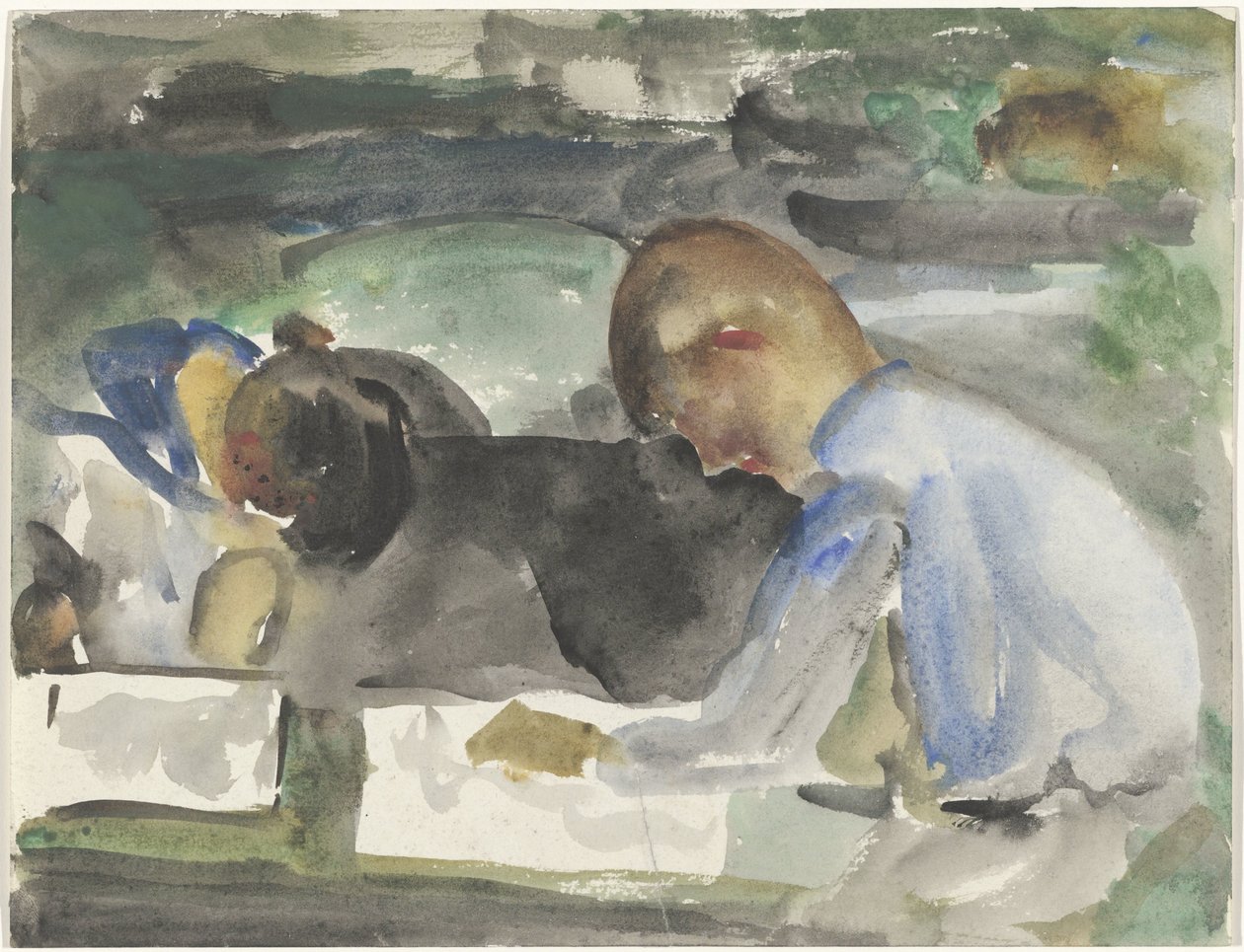 Deux enfants dessinant - Carel Adolph Lion Cachet