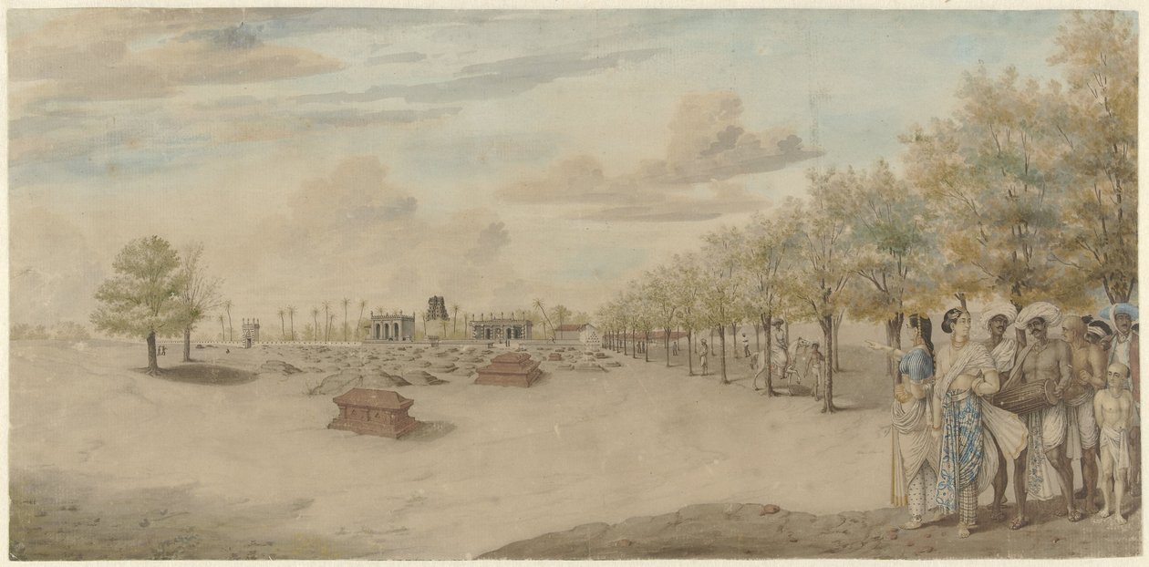 Cimetière avec cortège funèbre en Inde - Carel Frederik Reimer