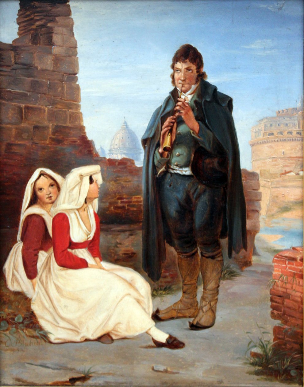 Pifferaro et fille à Rome - Carl Blechen