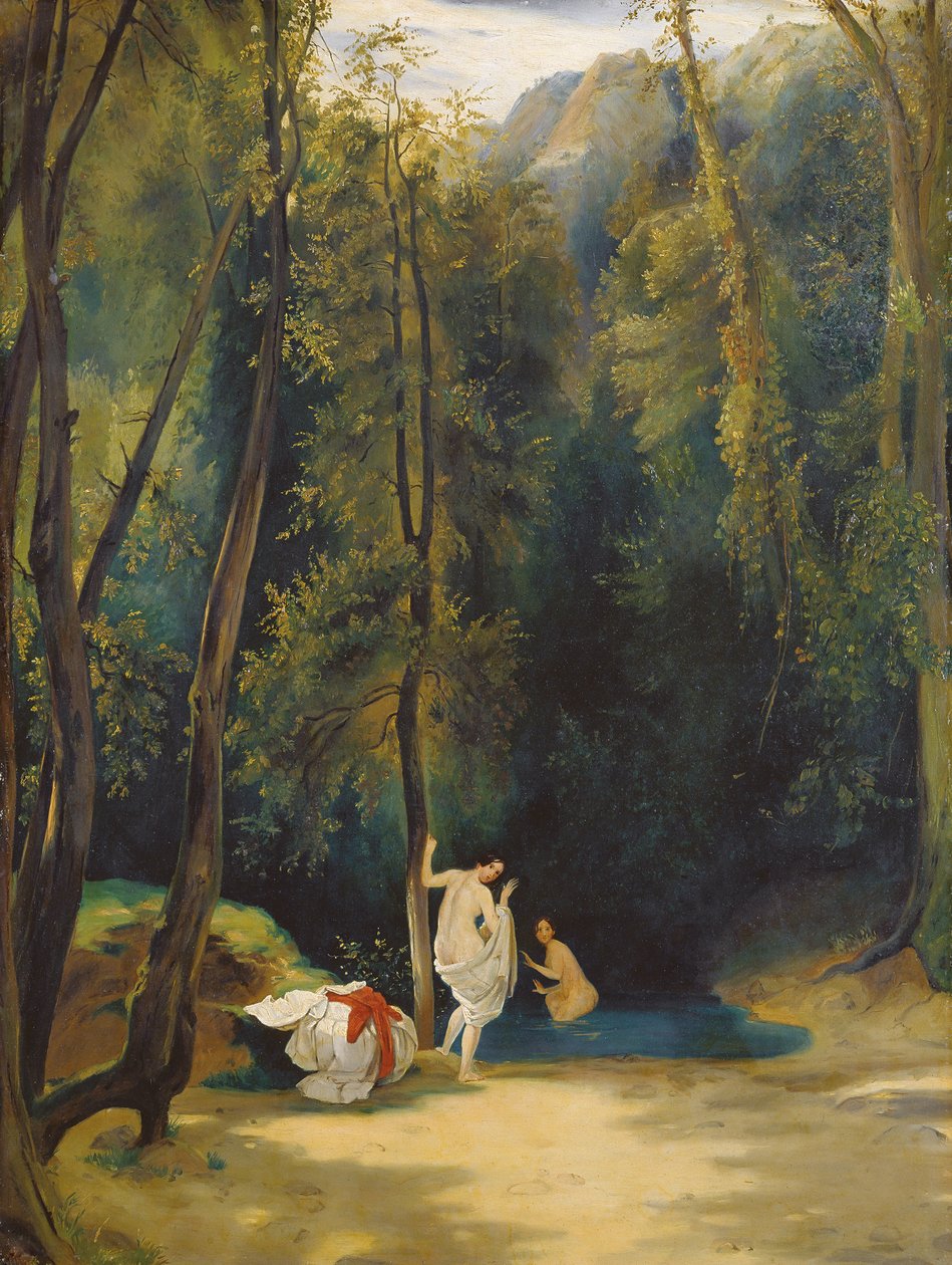 Femme se baignant dans le parc de Terni - Carl Blechen