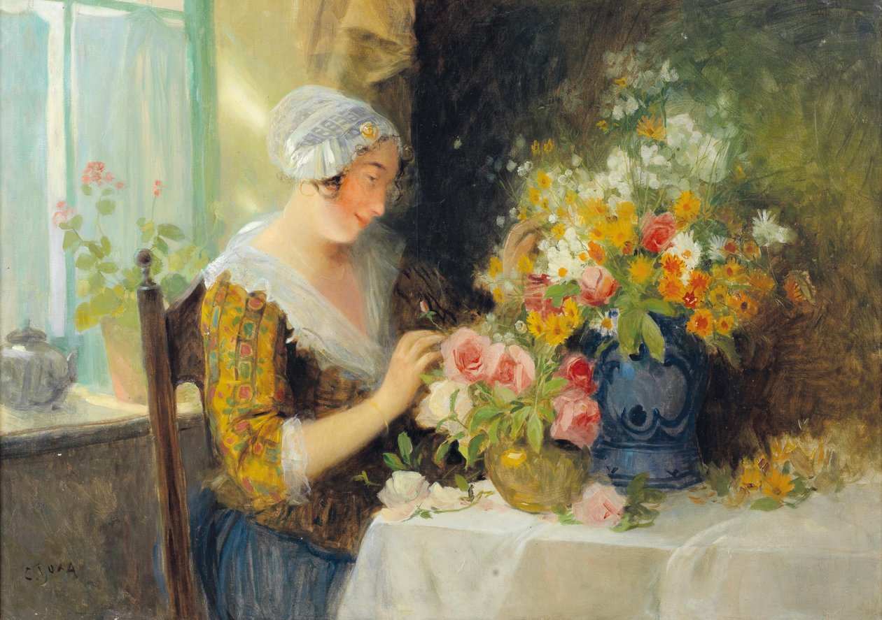 En arrangeant des fleurs - Carl Duxa