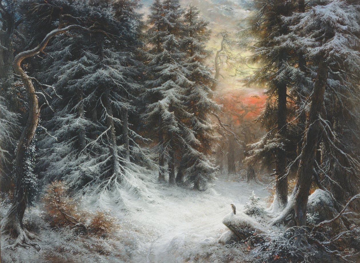 Scène de neige dans la Forêt-Noire, 19ème siècle - Carl Friedrich Wilhelm Trautschold