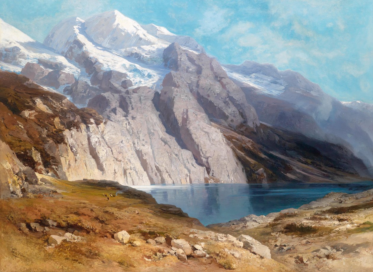 Vue sur le Doldenhorn avec Oeschinensee - Carl Heyn