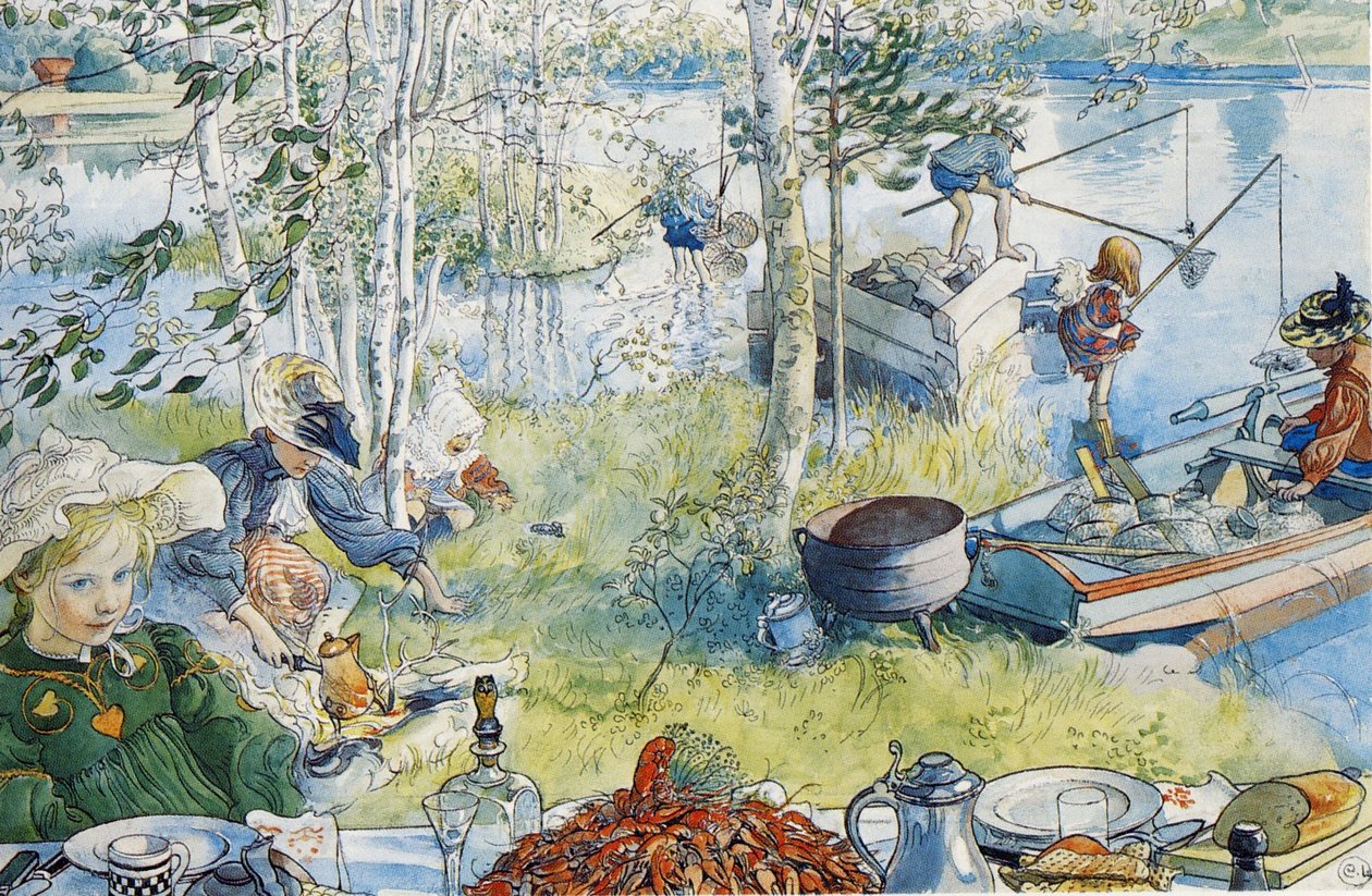 La pêche aux crabes - Carl Larsson