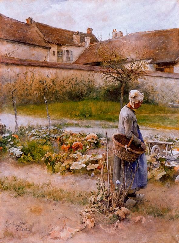 Femme dans le jardin - Carl Larsson