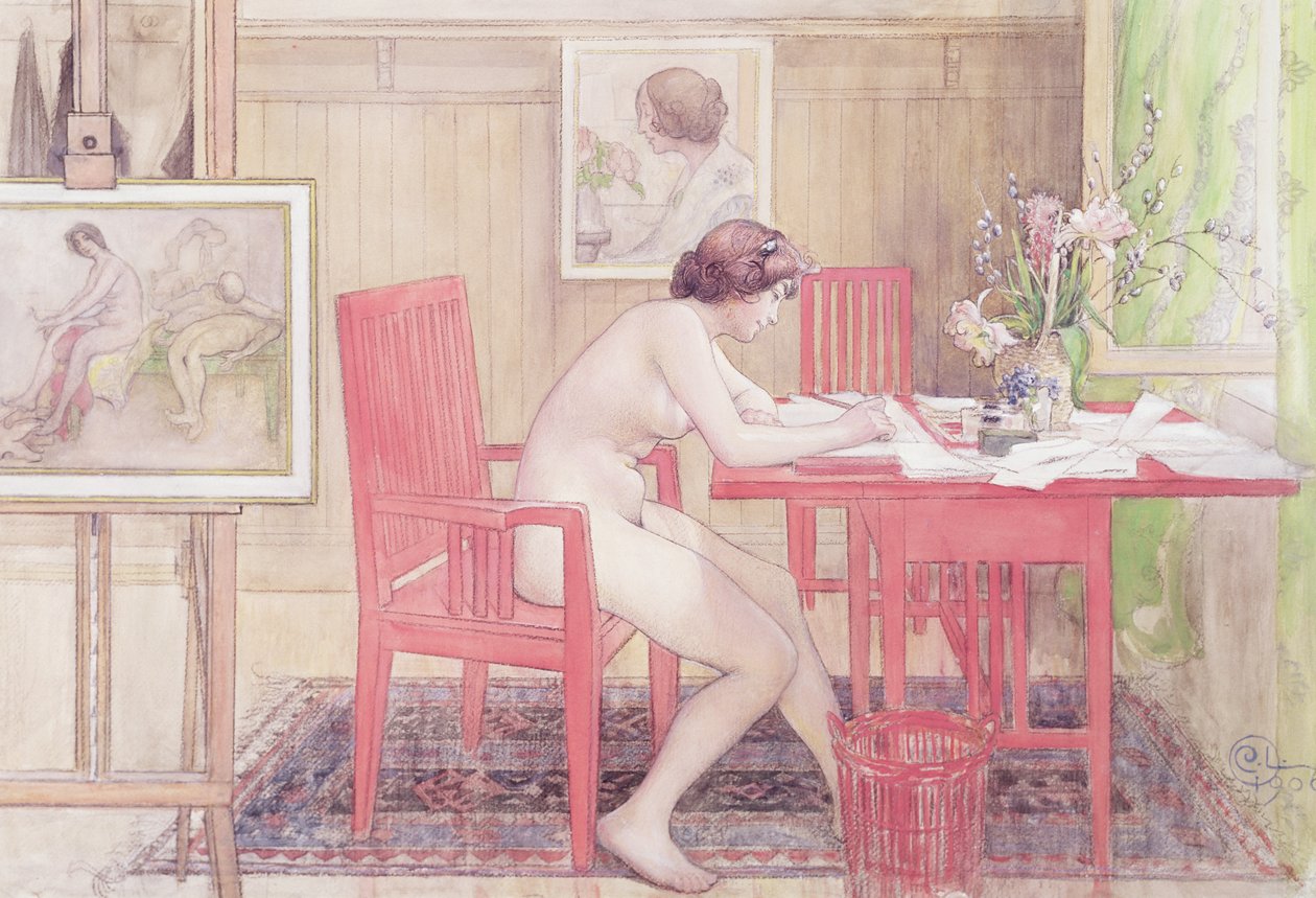 Modèle Écrivant des Cartes Postales - Carl Larsson