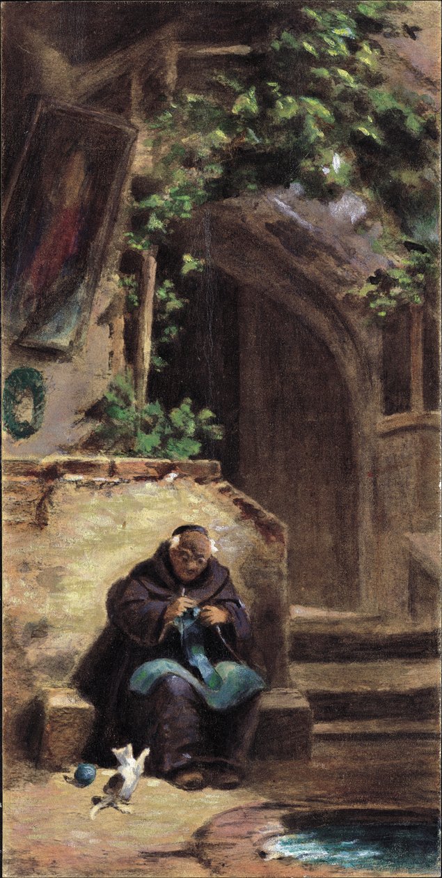 Moine tricotant - Carl Spitzweg