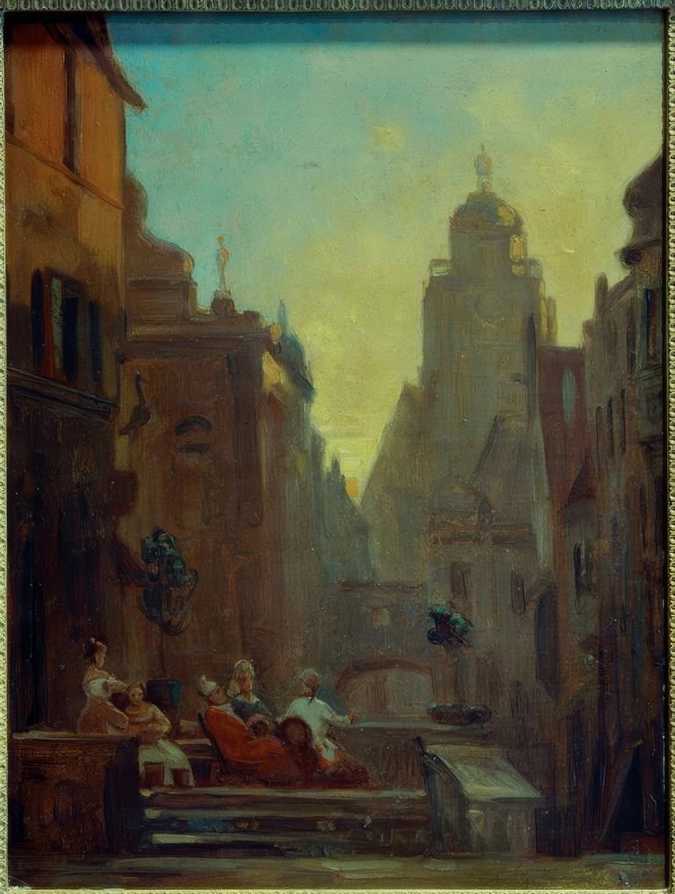 Petite conversation de la pharmacie des cigognes - Carl Spitzweg