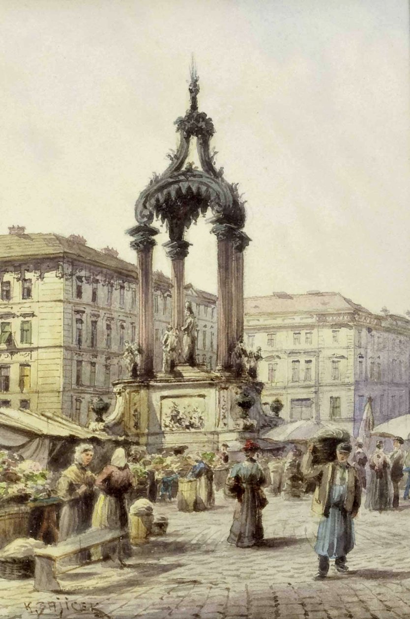 Activité animée au Hohen Markt à Vienne - Carl Wenzel Zajicek