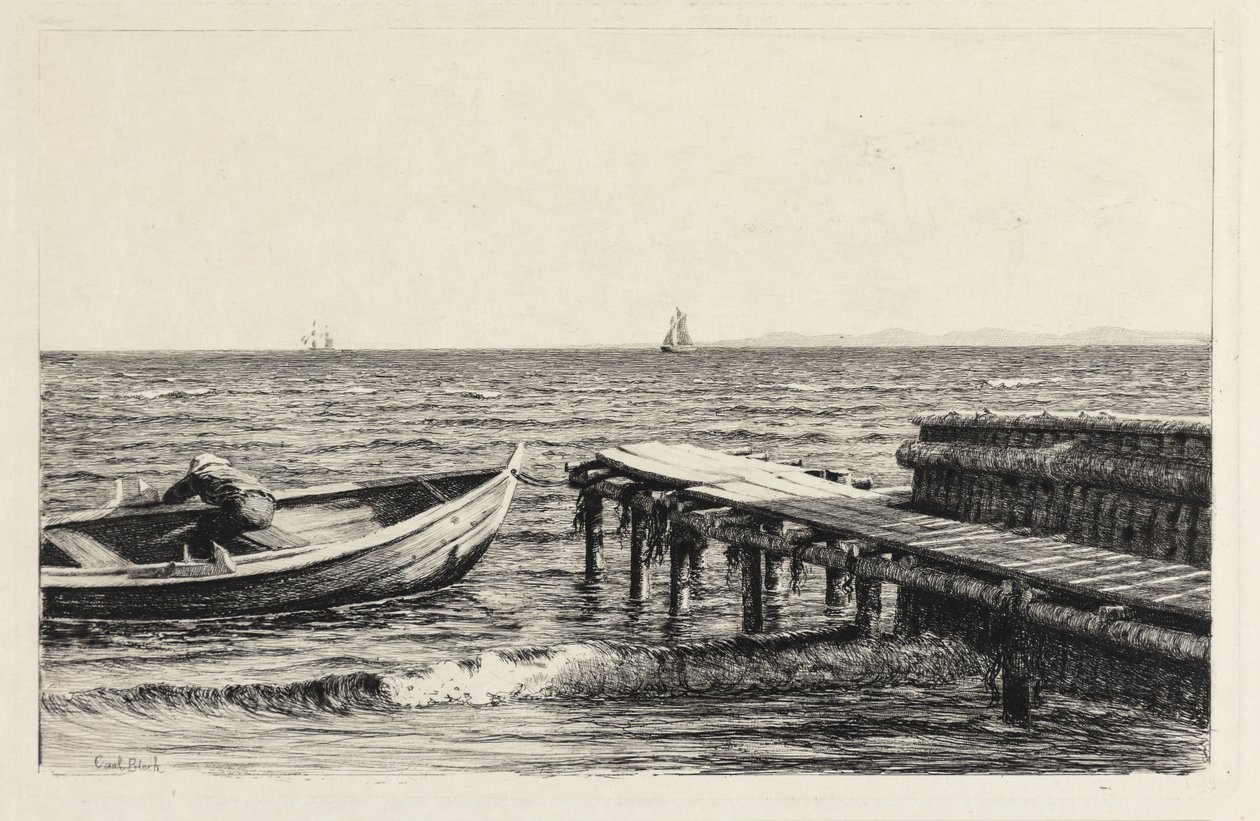 Le bateau près du pont - Carl Bloch
