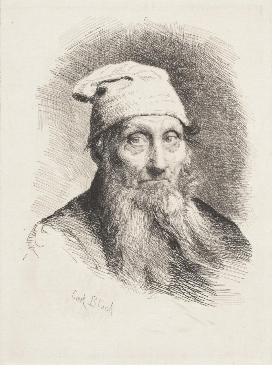 Un vieil homme avec un bonnet. Buste - Carl Bloch