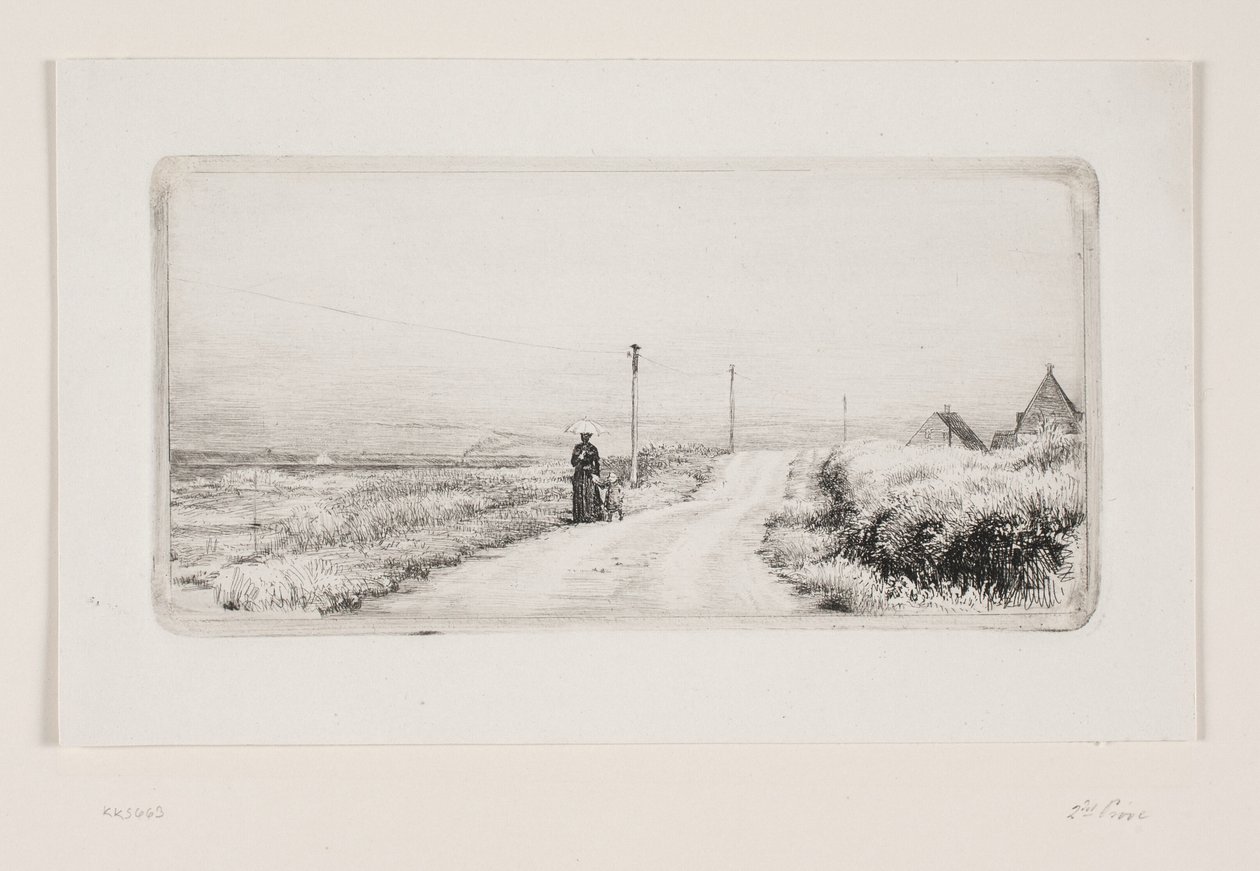 Route avec une dame se promenant. Après-midi ensoleillé - Carl Bloch