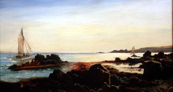 Paysage côtier avec bateaux à voile - Carl Frederik Sorensen