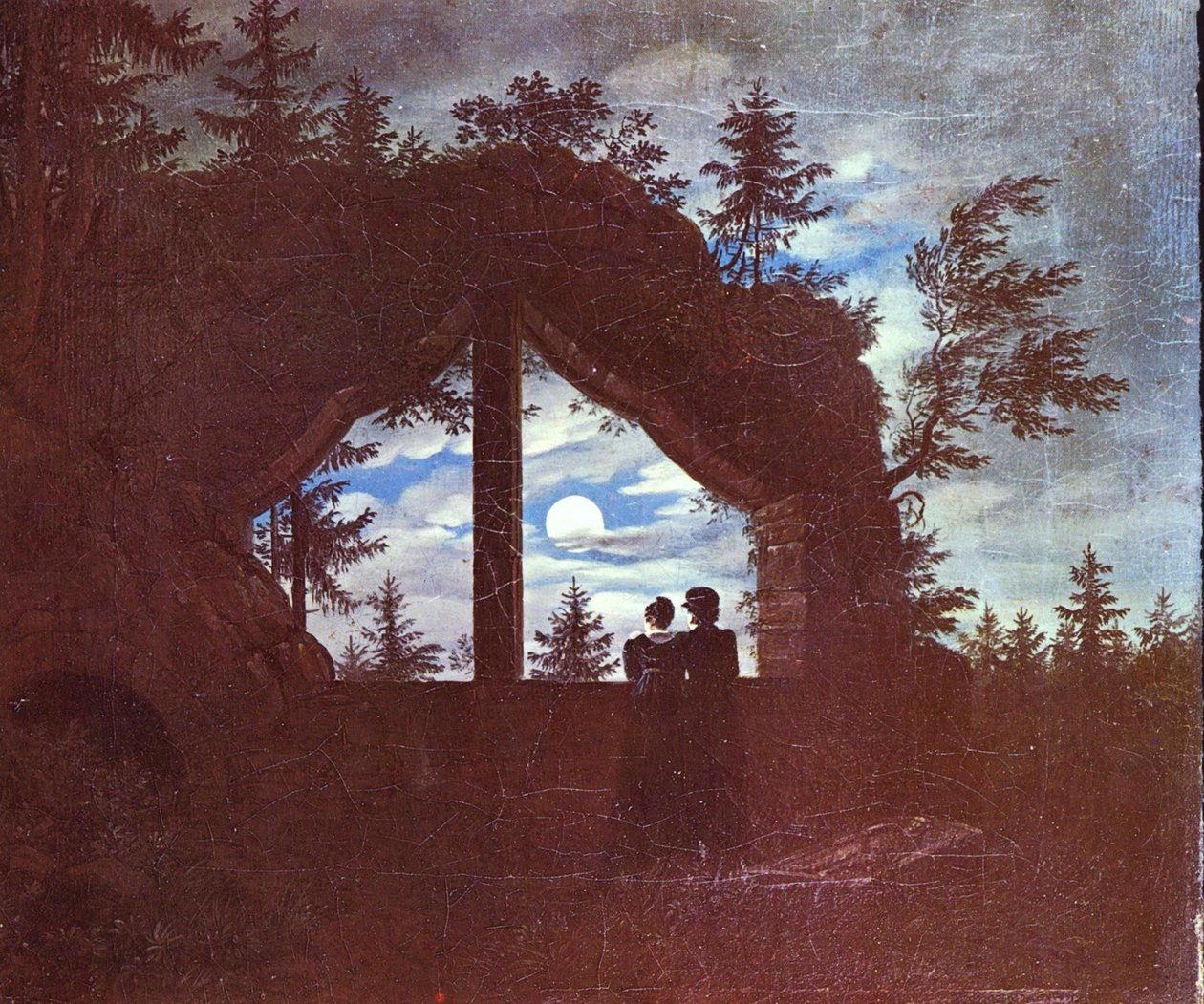 French : Fenêtre sur Oybin au clair de lune - Carl Gustav Carus