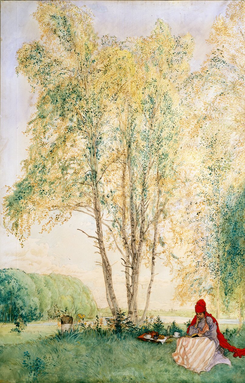 Sous les bouleaux - Carl Larsson