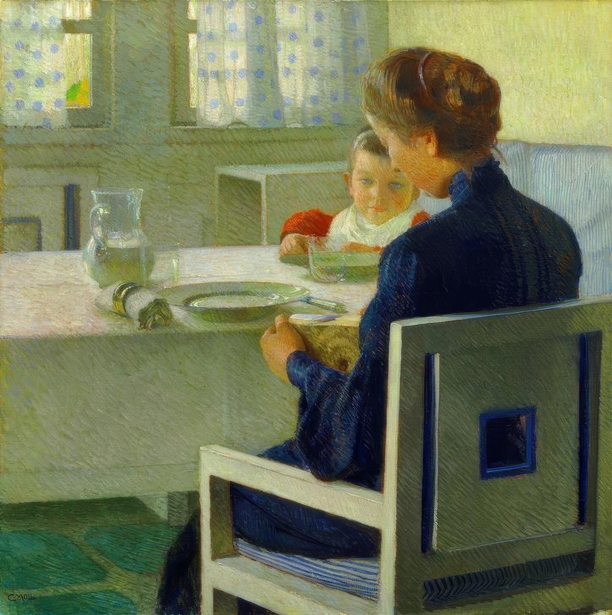 Mère et enfant à table - Carl Moll