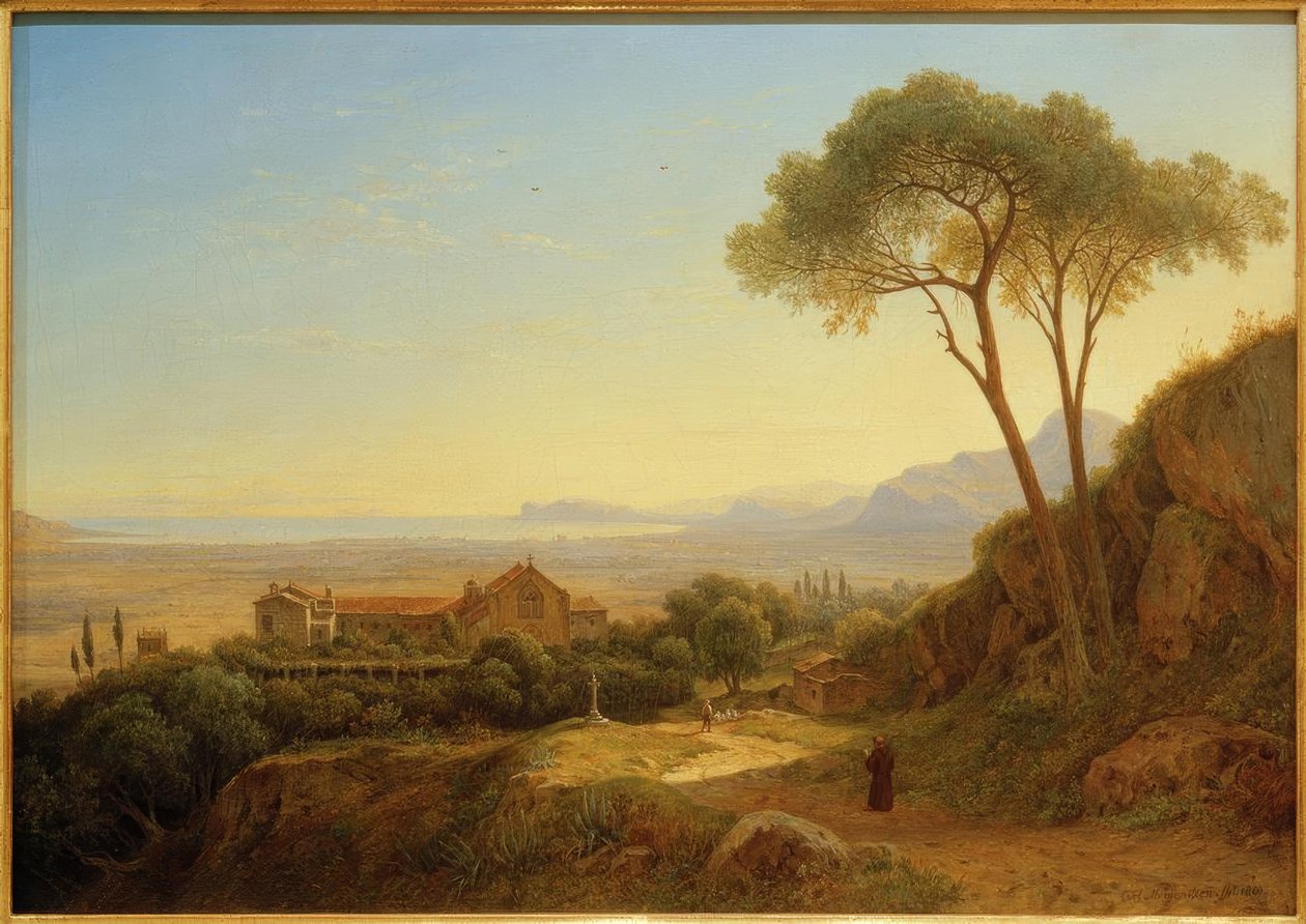 C.Morgenstern, Ambiance du soir...Monastère des Capucins Baida... - Carl Morgenstern