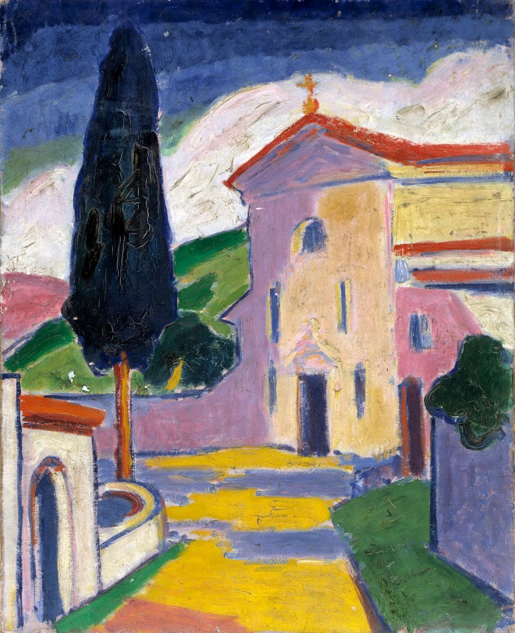 Église avec cèdre à gauche - Carl Newman