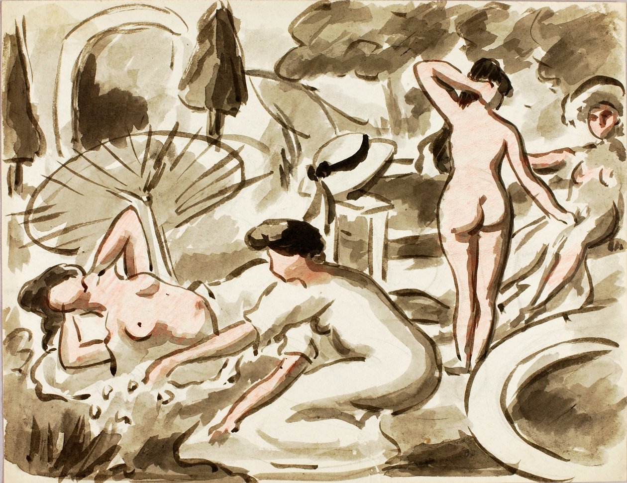 Groupe de femmes nues et semi-nues - Carl Newman
