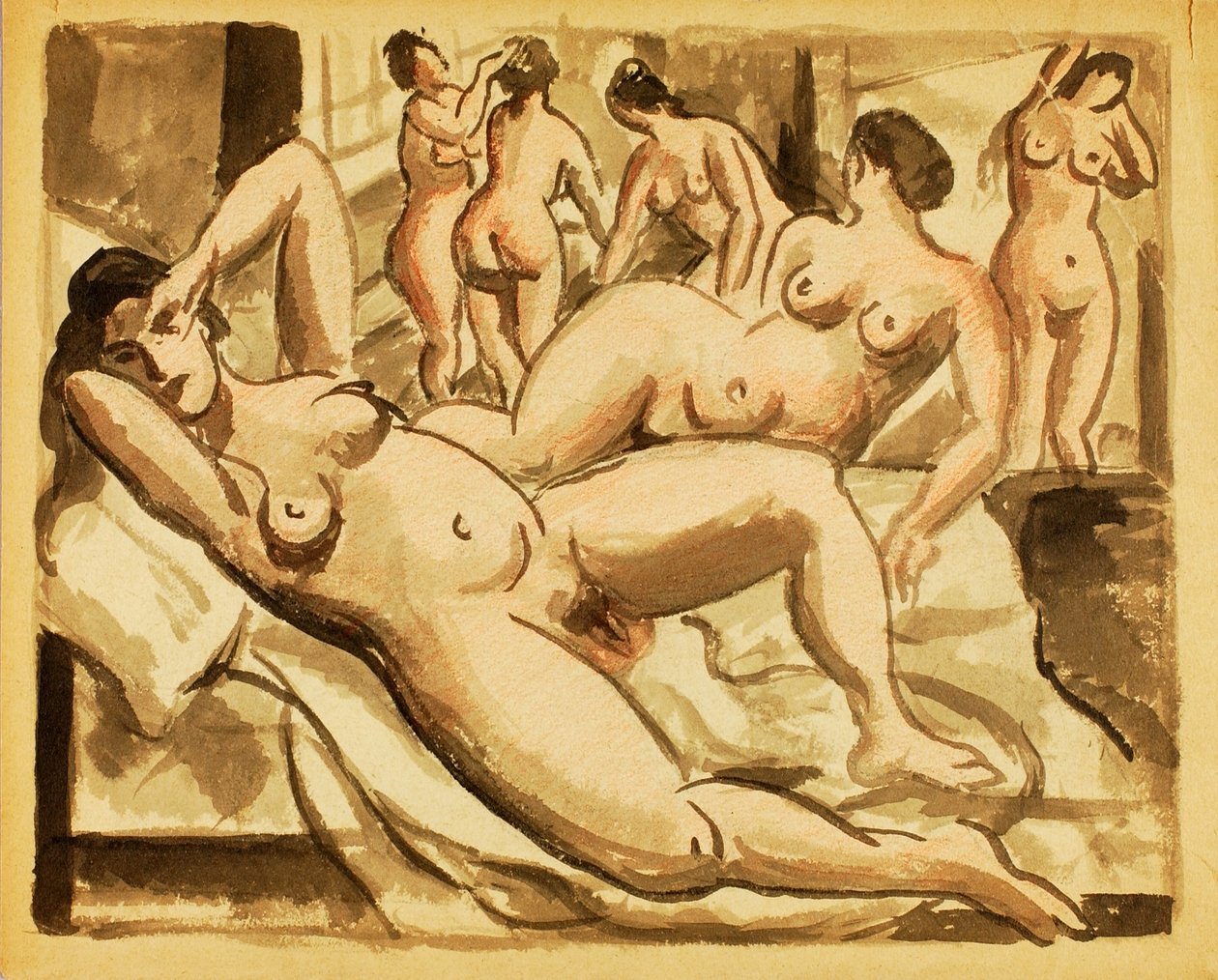 Groupe de six nus féminins - Carl Newman