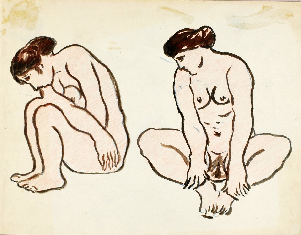 Deux nus féminins, assis - Carl Newman