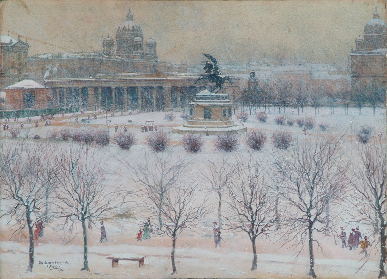 La place extérieure du château à Vienne en hiver - Carl Pippich