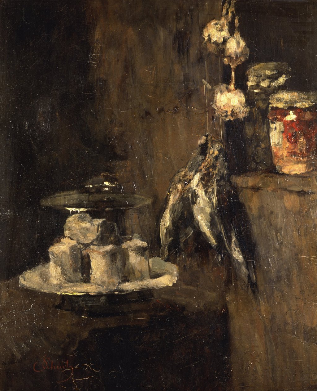 Nature morte avec perdrix et fromage - Carl Schuch