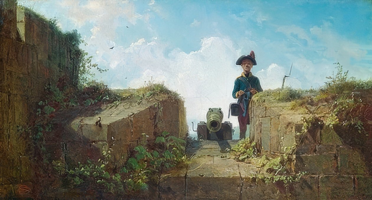 Le poste de tricotage - Carl Spitzweg
