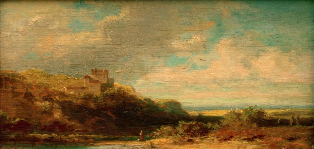 Paysage avec vallée fluviale et château - Carl Spitzweg