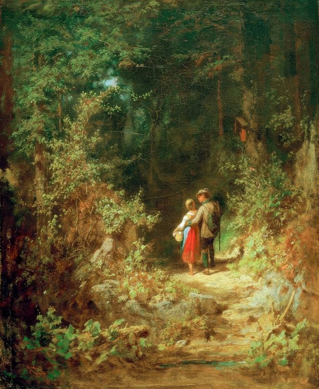 Couple amoureux dans la forêt - Carl Spitzweg