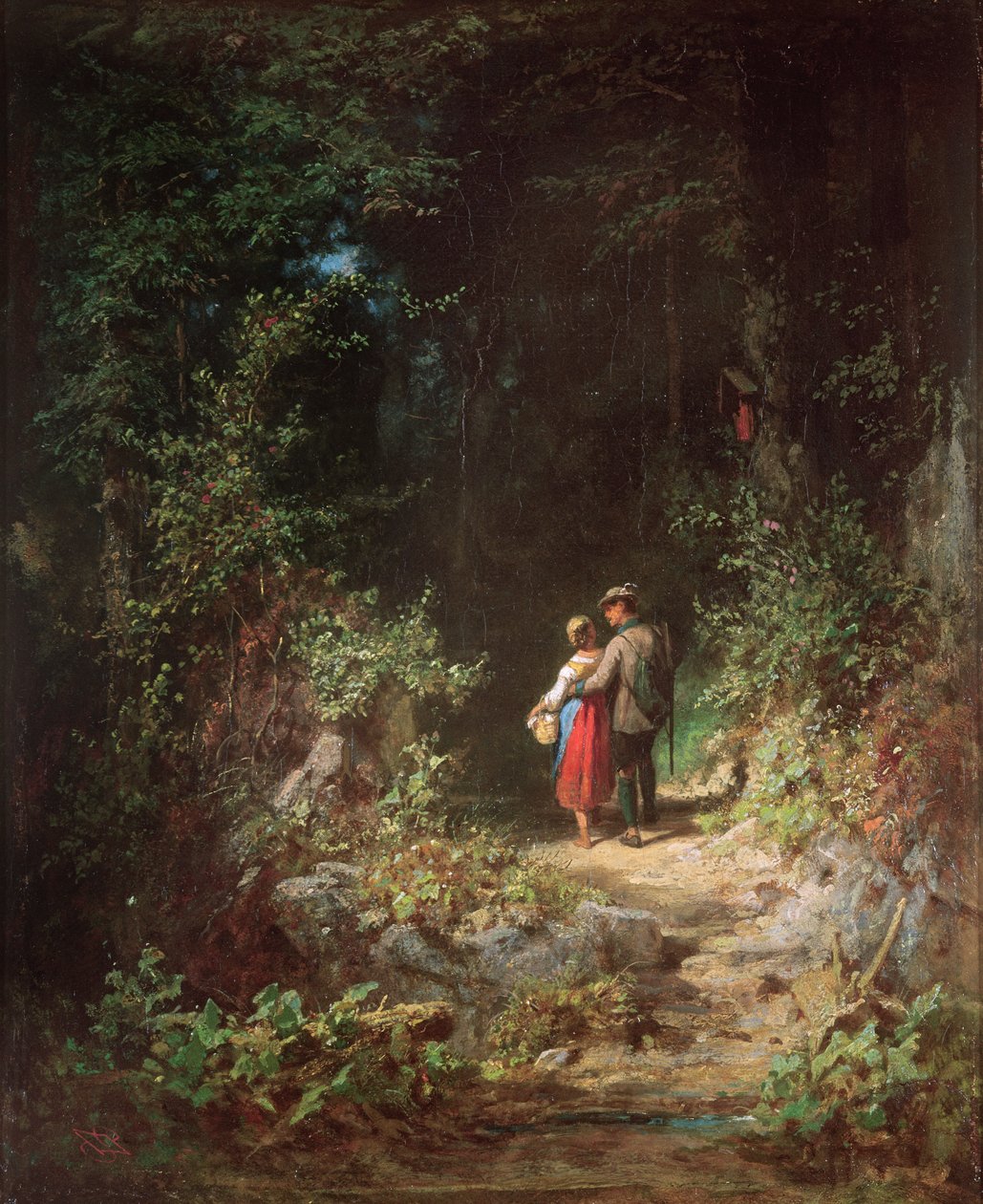 Amoureux dans un Bois, vers 1860 - Carl Spitzweg