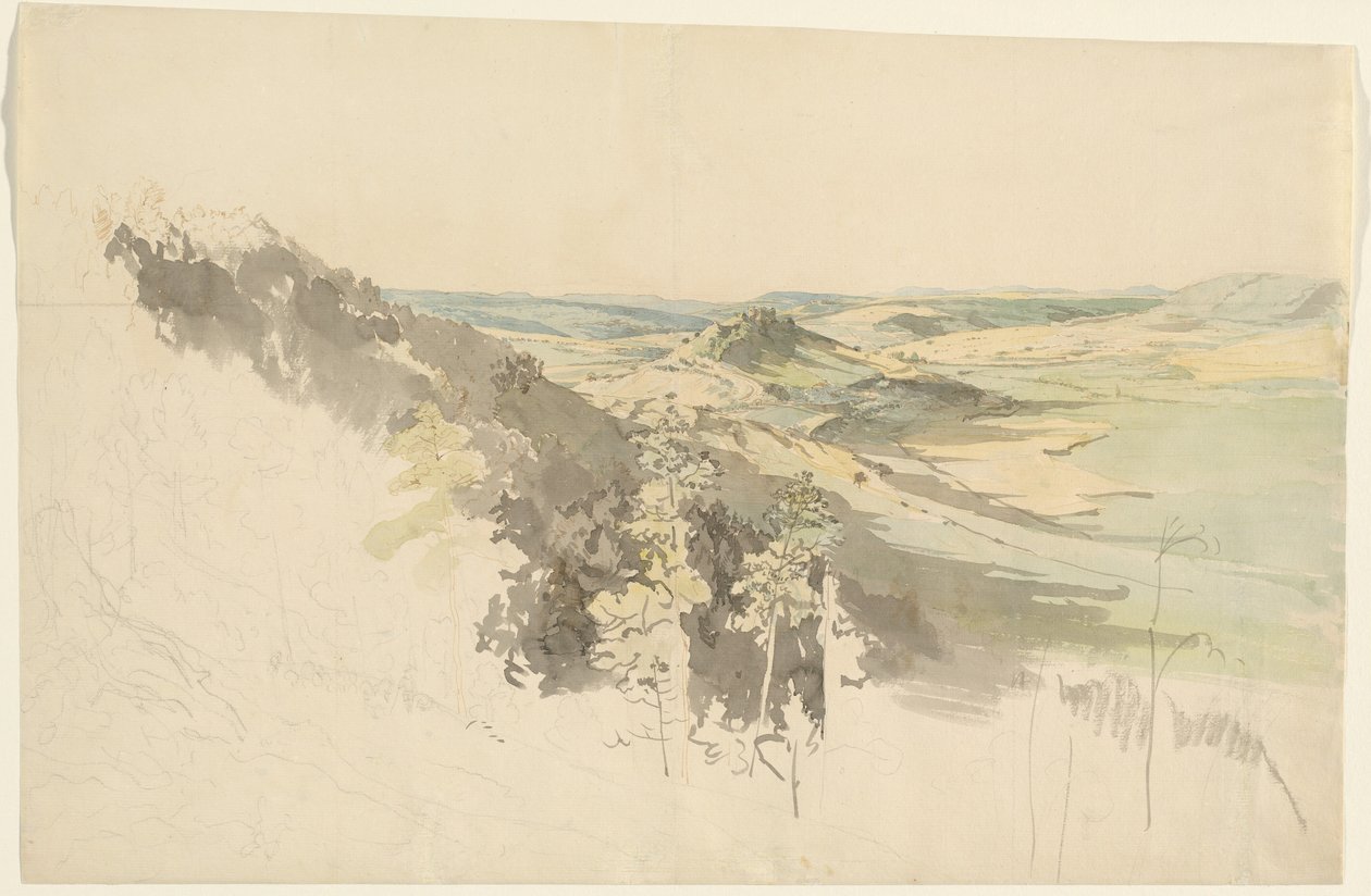 Paysage vallonné avec le château de Landsberg - Carl Wagner