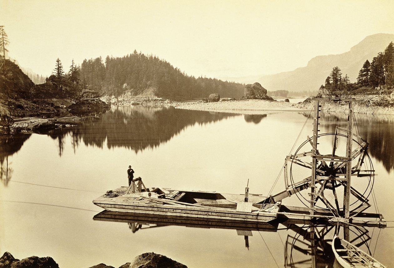 Roue à saumon flottante, Cascades, 1867 - Carleton E. Watkins