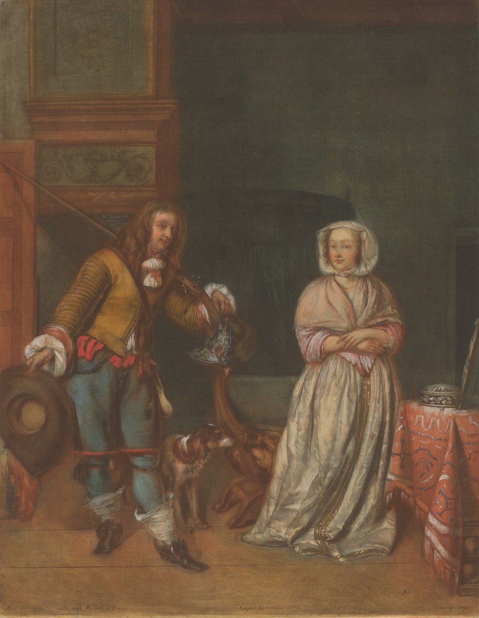 Chasseur rendant visite à une dame - Carlo Lasinio