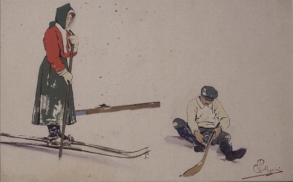 Fixant ses skis - Carlo Pellegrini