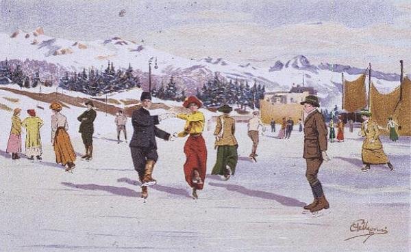 Patineurs sur la patinoire - Carlo Pellegrini