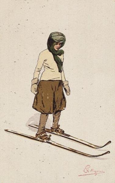 Femme skiant - Carlo Pellegrini